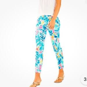 Lilly Pulitzer Kelly Skinny Ankle Pant Serene Blue Tippy Top Stretch size 00